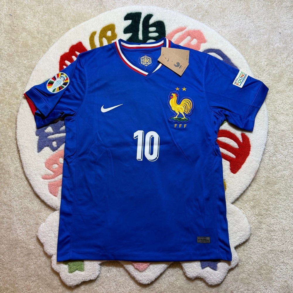 Nike France 2024 Home Jersey Mbappe 10 Blue Soccer Shirt NWT Mens Size Large